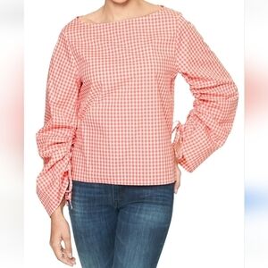 Gap Factory Ruched Long Sleeve Top in Poplin